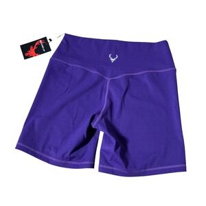 NEW Bucked Up Womens XL Yoga Purple Silver Biker Shorts High Waisted‎ Athletic
